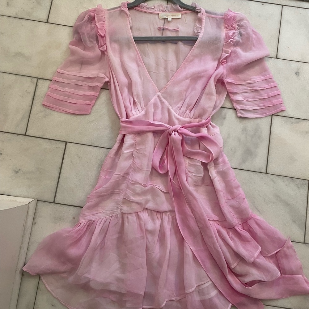 LSF SILK ARLO DRESS IN PINK - Picture 2 of 5